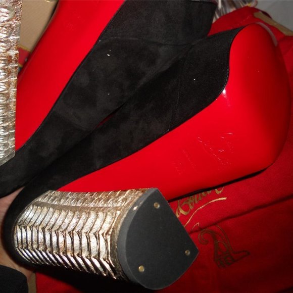 Christian Louboutin BOIS DORE 20ANS Black Suede Platform Heels Pumps Shoes - Picture 11 of 11